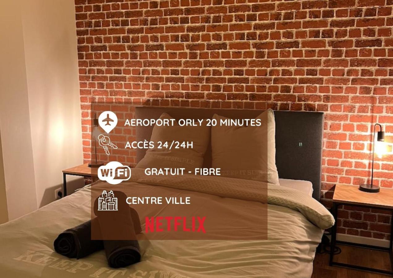 Beau T3 Style Industriel N20 Orly Paris Wifi Underground Industry Apartment La Ville-du-Bois Luaran gambar